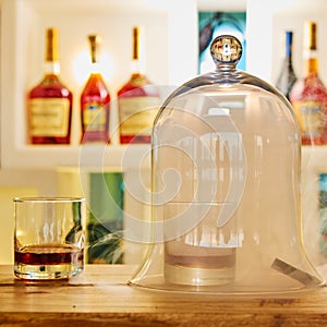 Guatemalan rum under a glass dome photo