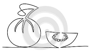 Guava farang fruit one solid line vector illustration photo