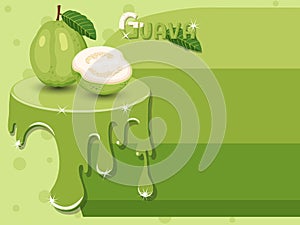 Guava fruit pattern consisting of tasty sweet liquid, Melted flowing fruit. Copy space for text. Vector illustration