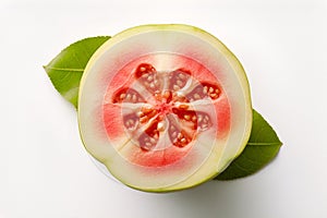 Guava on a white background in a cut.