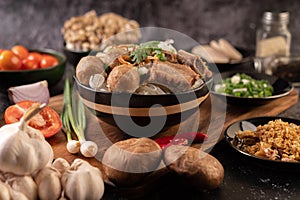 Guay Jap, meatballs, Vietnamese Pork Sausage and Pork bone, Thai food photo