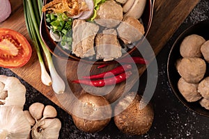 Guay Jap, meatballs, Vietnamese Pork Sausage and Pork bone, Thai food photo