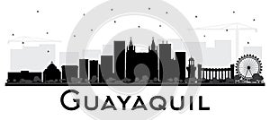 Guayaquil Ecuador City Skyline with Black Buildings Isolated on
