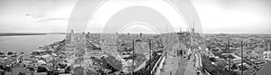 Guayaquil panoramic in black and white