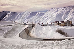 Gudauri ski resort and Georgian Military Highway, Georgia