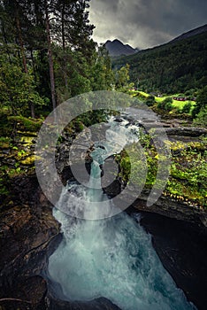 Gudbrandsjuvet gorge in the Valldalen near the Hamlet Alstad (Norddal) in the region More og Romsdal, Norway