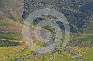 Gudiyalchay river and glacial valley near Shahdag National Park, Azerbaijan, in the Greater Caucasus range