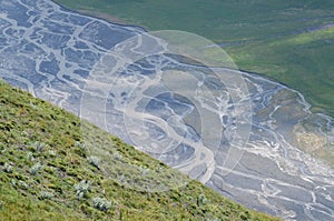 Gudiyalchay river and glacial valley near Shahdag National Park, Azerbaijan, in the Greater Caucasus range