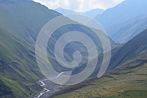 Gudiyalchay river and glacial valley near Shahdag National Park, Azerbaijan, in the Greater Caucasus range