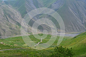Gudiyalchay river and glacial valley near Shahdag National Park, Azerbaijan, in the Greater Caucasus range