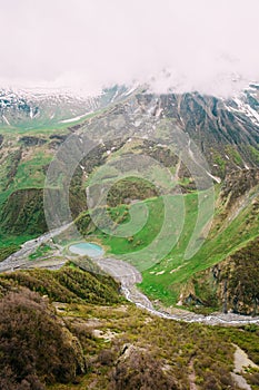 Gudskoye gorge In Georgia, Mtiuleti Region. Spring Mountain Landscape