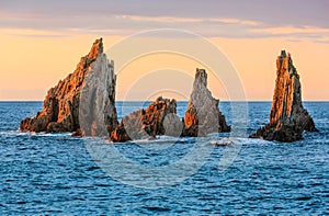 Gueirua beach at evening. Asturias, Spain.