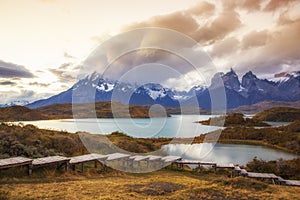 Guernos mountains landscape, national park Torres del Paine, Patagonia, Chile, South America