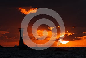 Guernsey sunset behind Hanois Lighthouse