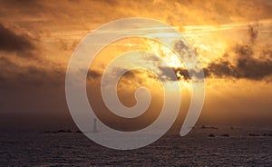Guernsey sunset behind Hanois Lighthouse