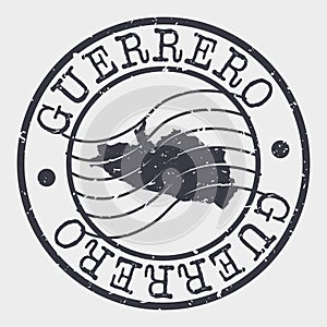 Guerrero, Mexico City, CDMX, Mexico Stamp Postal. A Map Silhouette Seal. Passport Round Design. Vector Icon Design Retro Travel. photo