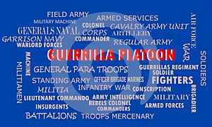 Guerrilla Platoon terminology on text cloud official abstract photo