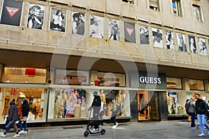 Guess casual fashion brand retail store exterior view