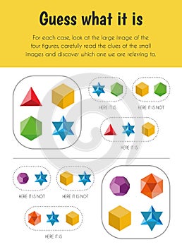 Guess what it is Educational Sheet. Primary module for Logic Reasoning. 5-6 years old