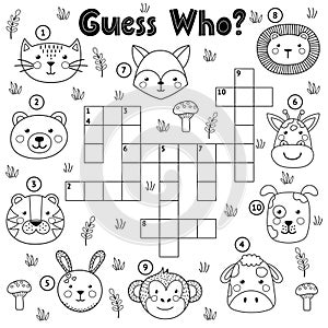 Guess who black and white crossword for kids photo