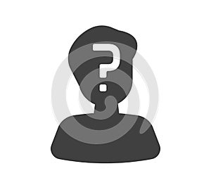 Guess who unknown person silhouette icon vector, anonymous mysterious user profile comic humor game graphic illustration design,