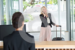 guest entering hotel