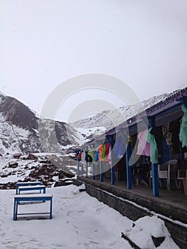 Guest house at Machapuchare or Fishtail peak in Nepal