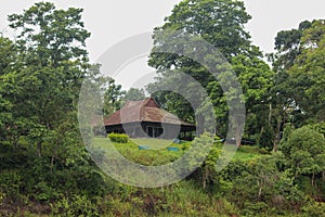Guest house in middle of Periyar Lake in Periyar National Park and Wildlife Sanctuary, Thekkady, Kerala, India