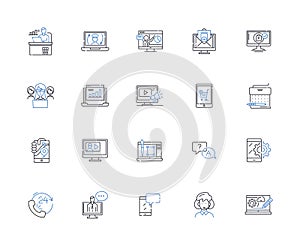 Guest line icons collection. Hospitality, Invitation, Reception, Placemat, Courtesy, Suite, Check-in vector and linear