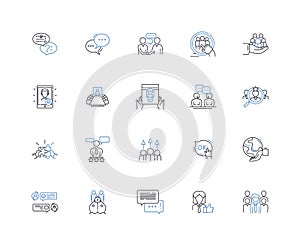 Guest satisfaction line icons collection. Delighted, Pleased, Content, Gratified, Satisfied, Joyful, Fulfilled vector