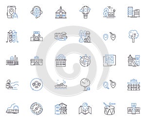 Guest service line icons collection. Hospitality, Welcoming, Attentiveness, Responsiveness, Professionalism, Courtesy