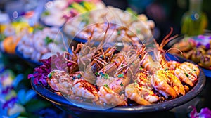 Guests sample a variety of seafoodinspired dishes transporting them to a tropical paradise while they salsa dance the photo