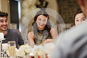 Guests Socialising At Wedding Dinner