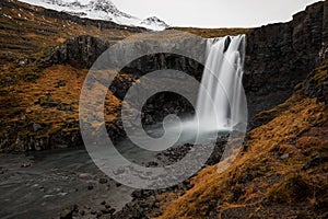 Gufufoss, beautiful waterfall in seydisfjordur, in Iceland