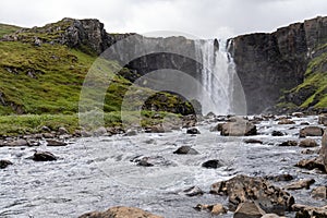 Gufufoss waterfall in Seydisfjordur Iceland on a summer day