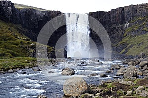 Gufufoss waterfalls in Sey isfj r ur, Iceland