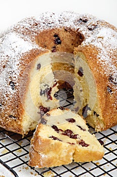 Gugelhupf with cranberies and icing sugar