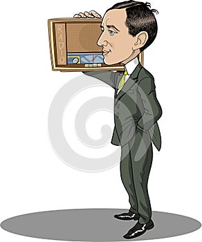 Guglielmo Marconi caricature portrait, vector photo