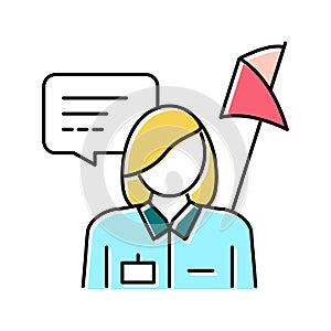 guid museum worker color icon vector illustration