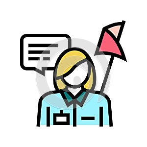 guid museum worker color icon vector illustration