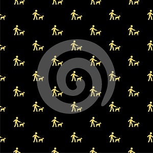 Guide dog seamless pattern isolated on black background