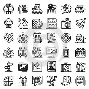 Guide icons set, outline style