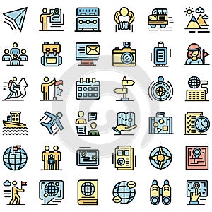 Guide icons set vector flat photo