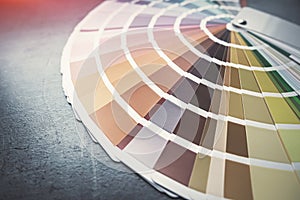 Guide of paint samples catalog, color and shadows palette