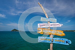 Guide post in Koh Kam island