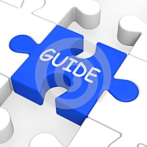 Guide Puzzle Shows Guidance Guideline And Guiding photo