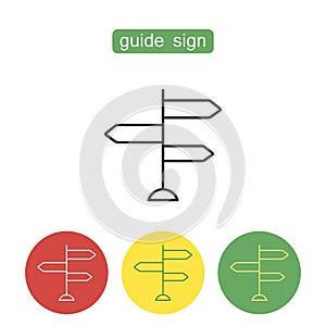 Guide sign outline icons set