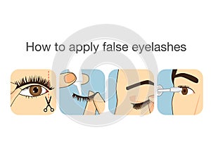 Guide step to applying false eyelash photo