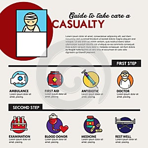 guide to take care casualty. Vector illustration decorative design