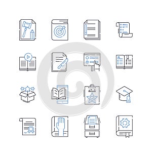 Guidebook and neuroscience line icons collection. Cognition, Brain, Neuroplasticity, Memory, Attention, Perception